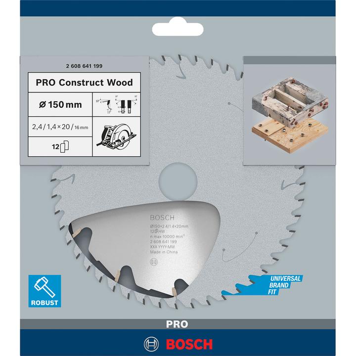 Produktbild Bosch Professional Zubehör PRO Construct Wood Kreissägeblatt, 150 x 2,4 x 20 mm