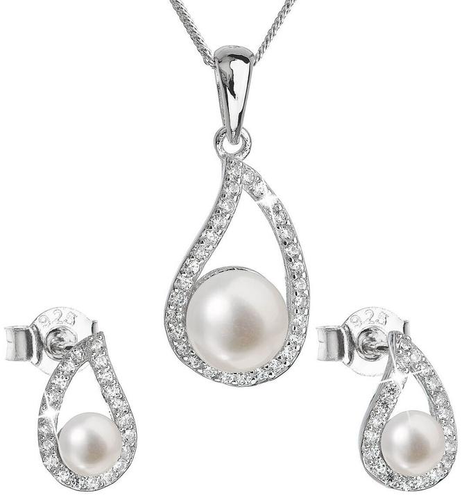 Immagine prodotto Evolution Group Luxury Silver Set with Genuine Pearls Pavon 29027.1 (Argento, Perle)