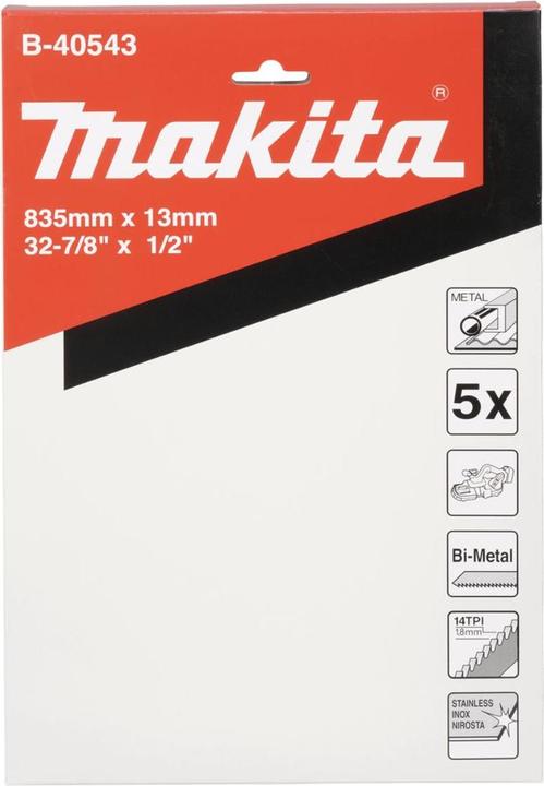 Actual product image Makita B-40543 Cutting band 13x835MM, 5 pcs. 14TPI, METAL 4-6mm, DPB181