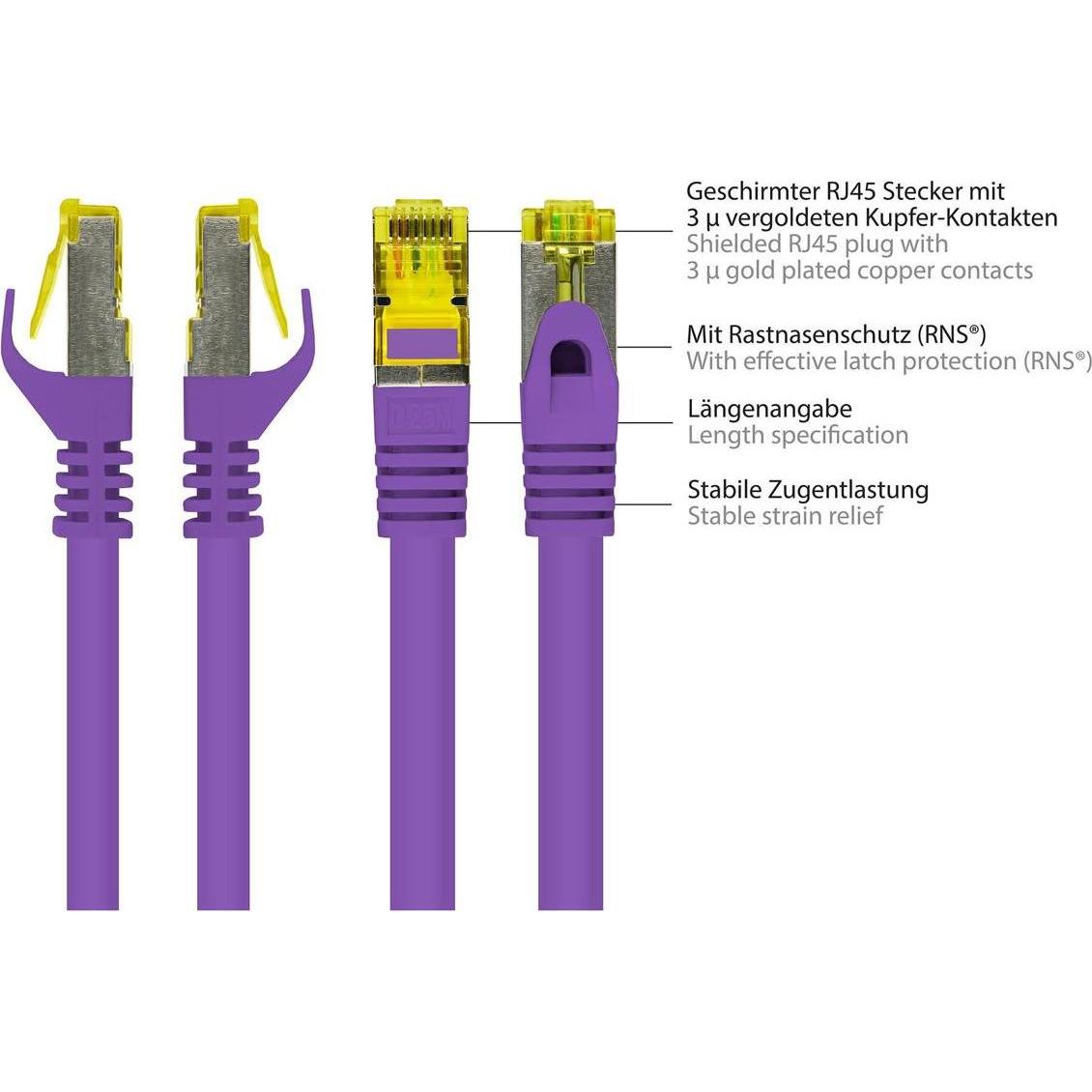 Thumbnail - Good Connections RJ45 Patchkabel mitCat.7 Rohkabel und Rastnasenschutz (RNS), S/FTP, PiMF, halogenfrei, 600MHz, OFC (S/F...