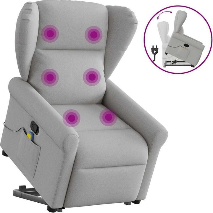 Actual product image VidaXL Massage chair with stand-up aid Cloud grey fabric