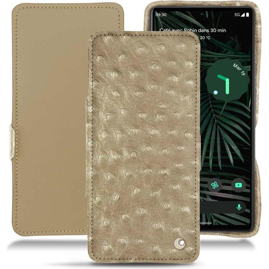 Noreve Lederschutzhülle horizontal (Google Pixel 6 Pro, Google Pixel 5), Smartphone Hülle, Beige