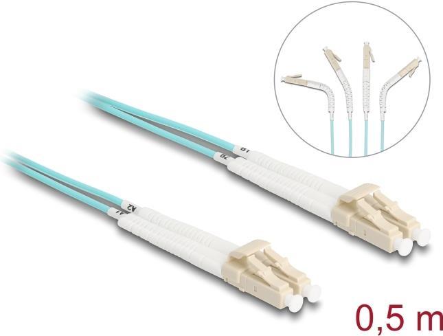 Produktbild Delock LWL Kabel LC-D > LC-D Multimode OM3 winkelbar 0,5m (S/UTP, CAT8.2, 0.50 m)