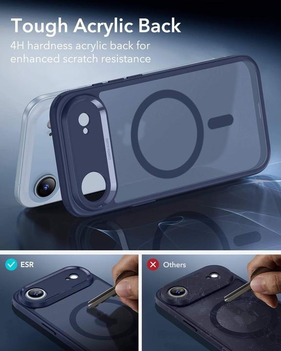 Actual product image ESR Classic Hybrid Magnetic Case (Camera Control), for iPhone 17 Air, Frosted Blue (Apple iPhone 17, Apple iPhone Air)