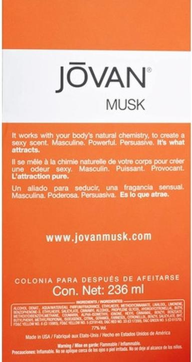 Actual product image Jovan Musk After Shave/Cologne (Aftershave lotion, 235 ml)