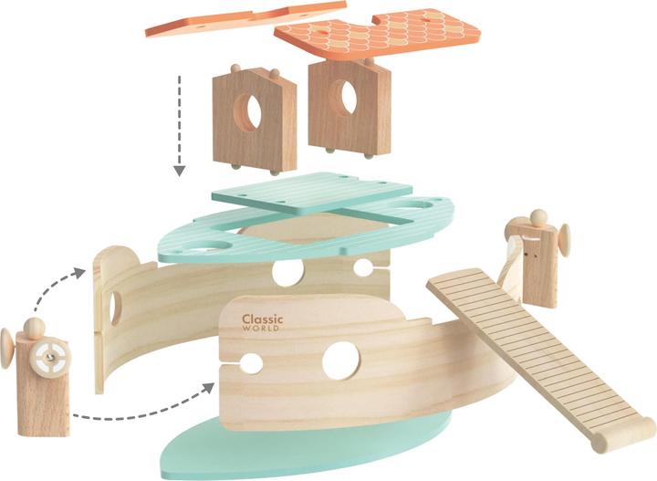 Actual product image Classic World Noah's Ark" wooden boat building set with animals, 16d