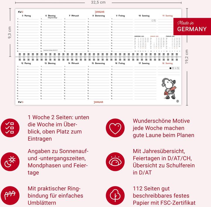 Produktbild sheepworld Wochenquerplaner 2026 (A4)