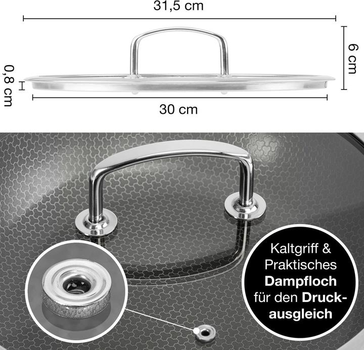 Produktbild Moritz & Moritz Edelstahl Pfannendeckel Universal 30cm - Deckel für Pfanne als ideale Ergänzung (Glas)