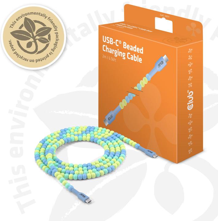 Actual product image Club 3D Club3D Lifestyle USB-C Perlen-Kabel PD60W (2 m, USB 2.0, 60 W)