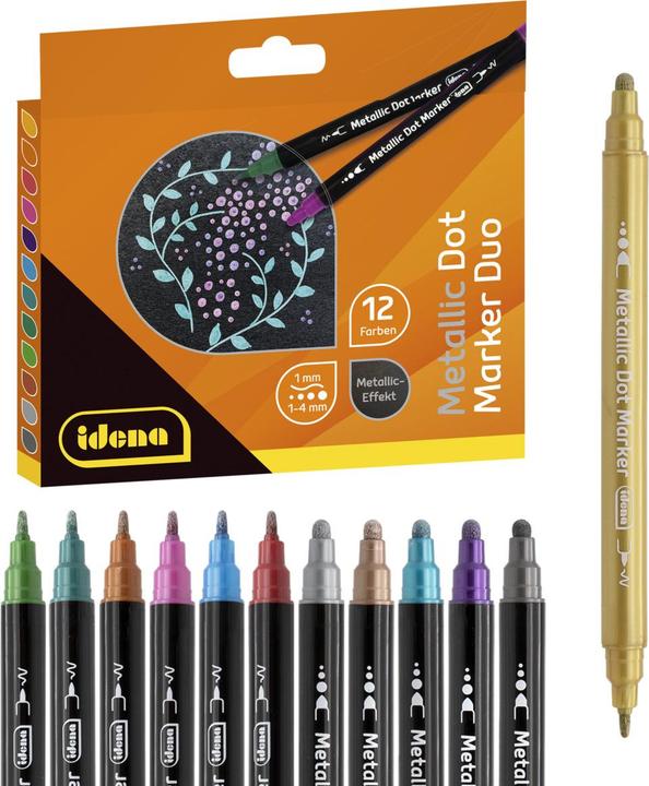 Actual product image Idena Metallic Dot Marker DUO 12 colours (12 x)