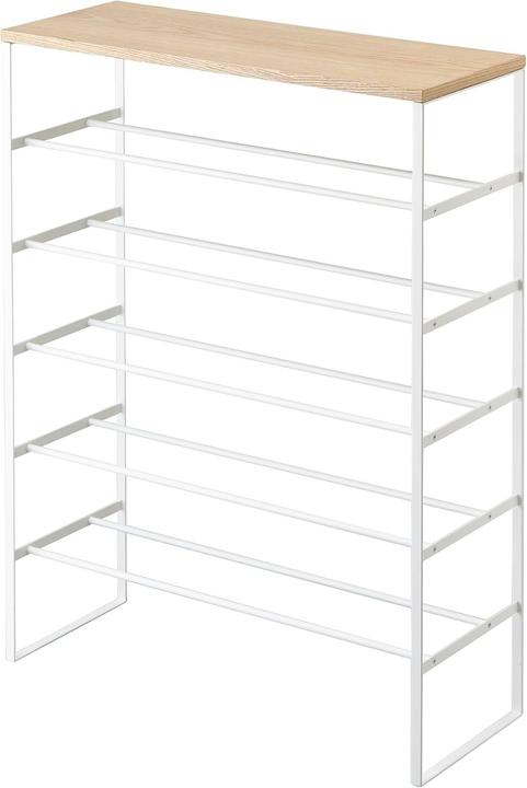 Yamazaki 6-tier shoe rack with wooden shelf TOWER (66 x 25 x 87 cm)