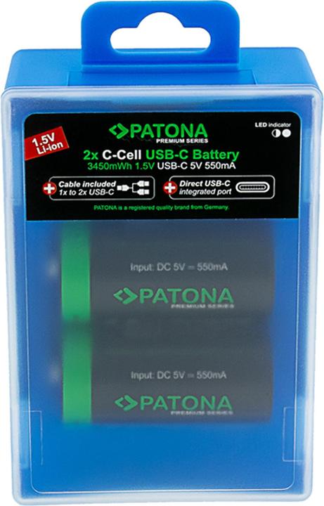 Image du produit Patona Batterie Premium 2x LR14 USB-C (2 pcs, R14, 2300 mAh)