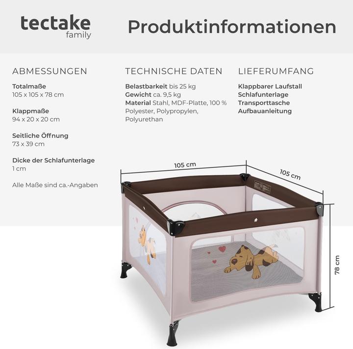 Immagine prodotto tectake Box bambini Tommy Junior 105 x 105 x 78 cm (105 cm, 105 cm)