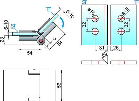 Actual product image Pauli+Sohn Shower door hinges FLINTER 8164