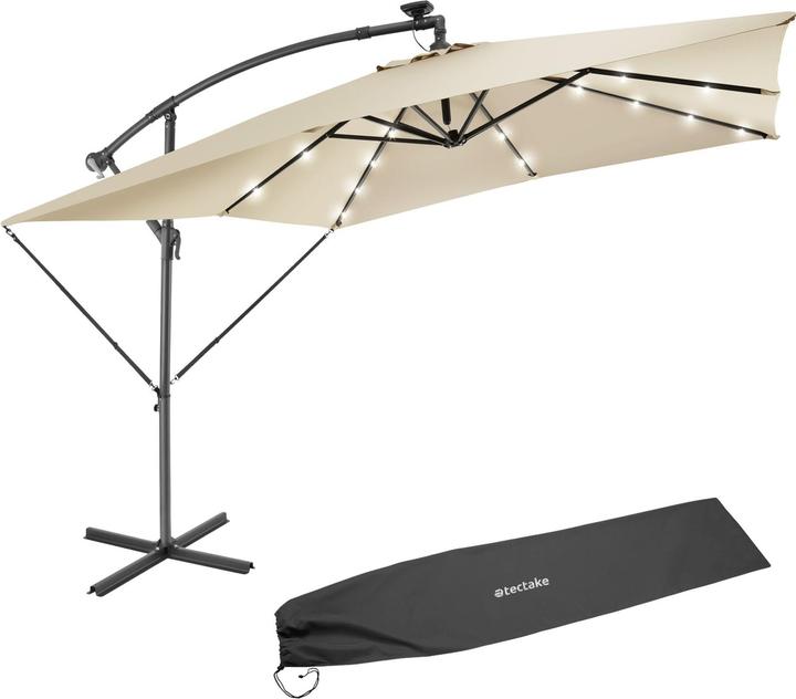 Produktbild tectake Sonnenschirm Sunna LED-Solar mit Kurbel 2,5 x 2,5 m (2.50 m)