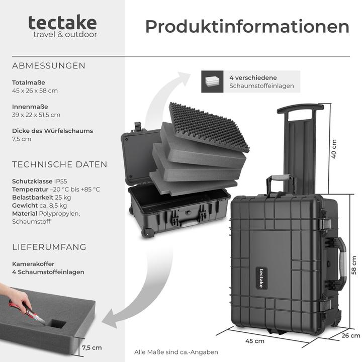 Produktbild tectake Transportkoffer rollbar mit Teleskopgriff (2 Teile)