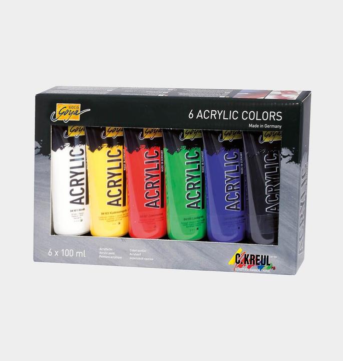 Produktbild Solo Goya Acrylic Tuben Set (Weiss, Gelb, Grün, Blau, Rot, Schwarz, 600 ml)