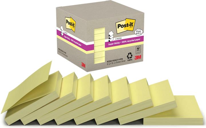 Produktbild Post-it Haftnotizen Z-Notes Recycling Tower, gelb (76 x 76 mm)