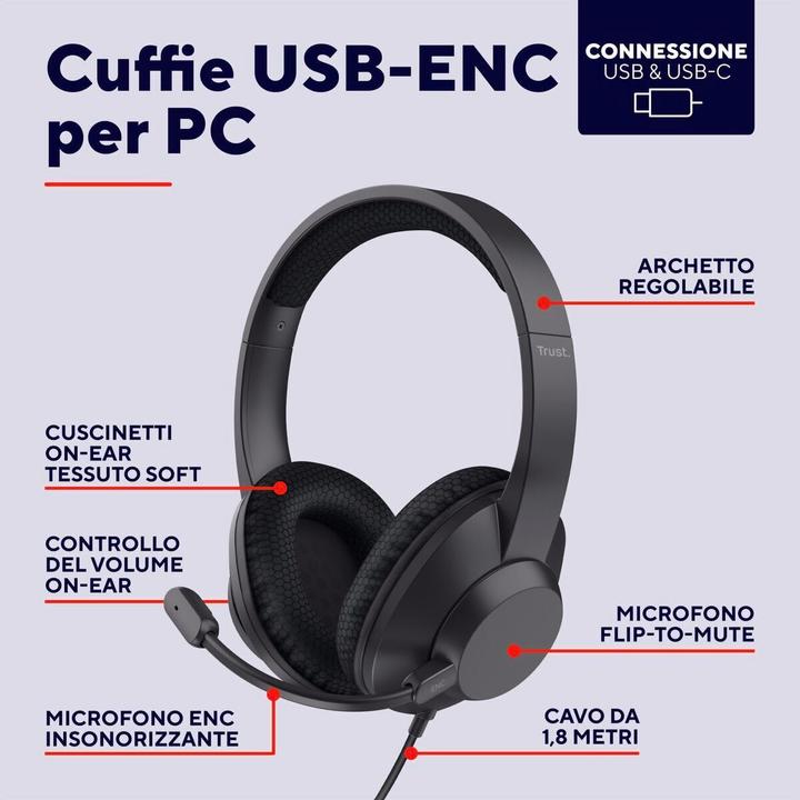 Produktbild Trust Ayda Max Usb-Enc Headset (Kabelgebunden, USB-A)