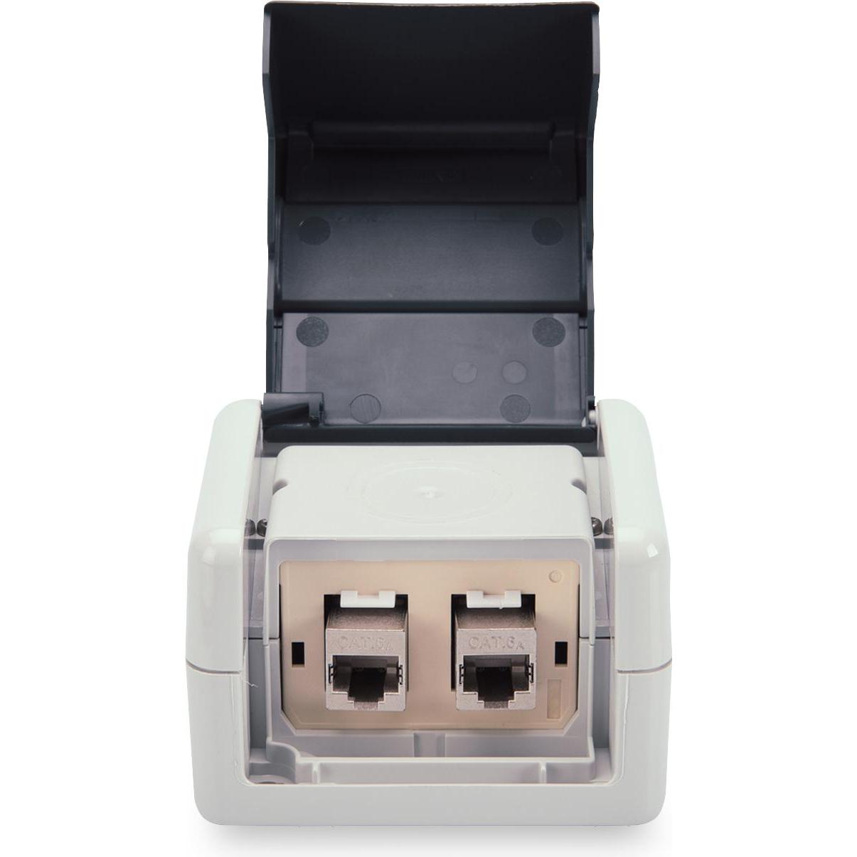 Thumbnail - Digitus Datenanschlussdose für Keystone Module IP44 Aufputz mit Klappdeckel optionaler Einsatz für 2x Key... (Kabel Zube...