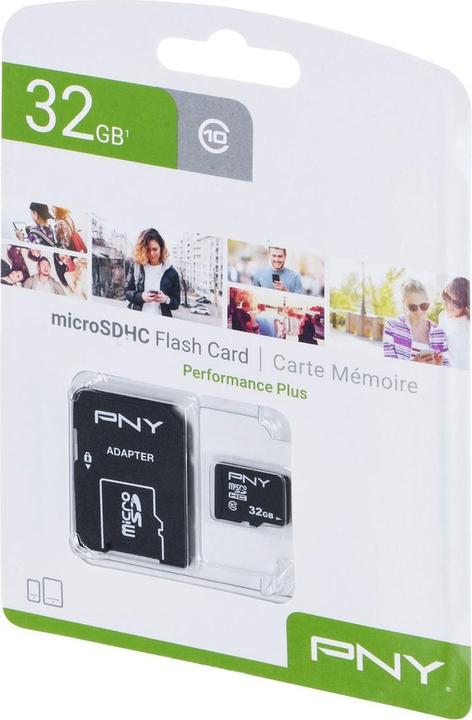 Image du produit PNY Performance Plus avec adaptateur (32 Go, microSDHC, U1, UHS-I)