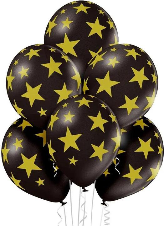 Produktbild Belbal Sterne gold / schwarz Ballon (6x)