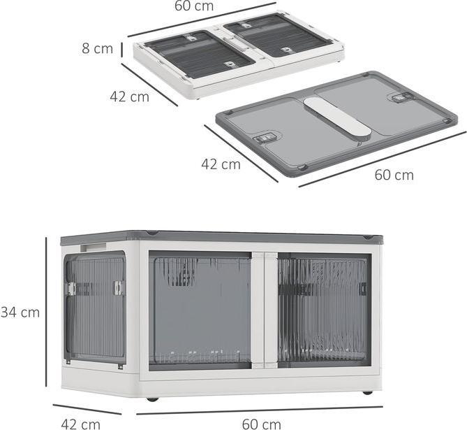 Actual product image Swisshandel24 Storage box 69L stackable with castors, foldable, 5-sided access, white (42 cm, 69 l)