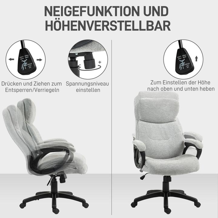 Produktbild Homcom Bürostuhl Polyester, Schaumstoff Hellgrau