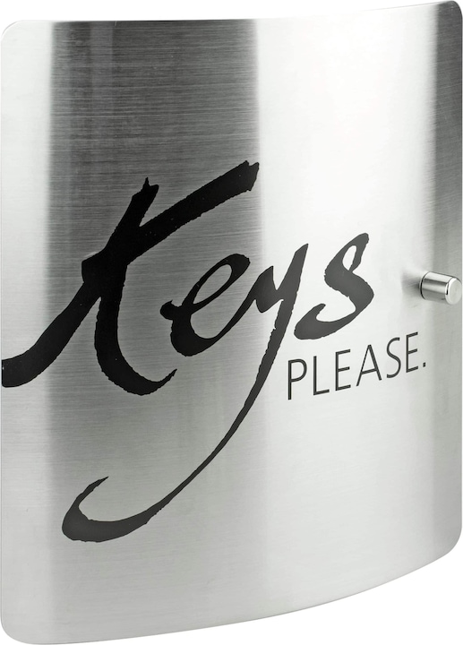 Immagine prodotto Burg Wächter Cassetta portachiavi con motivo "Keys PLEASE", 10 ganci Sportello in acciaio inox con scritte