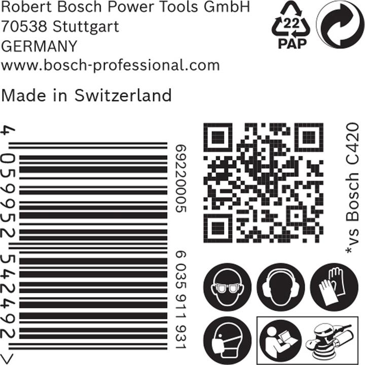 Immagine prodotto Bosch Professional Zubehör Expert C470 Carta vetrata a 8 fori per levigatrice rotorbitale, 125 mm, G 100, 50 pezzi. (100)