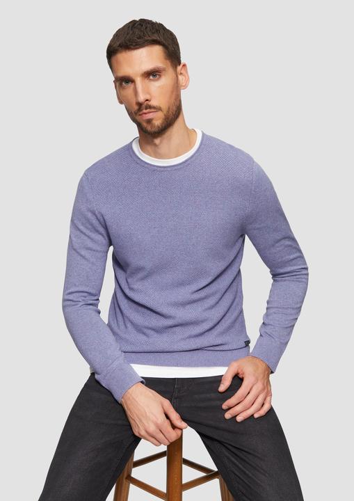 Actual product image S.Oliver Strickpullover Strickpullover mit Strukturmix und Logo-Patch (L)