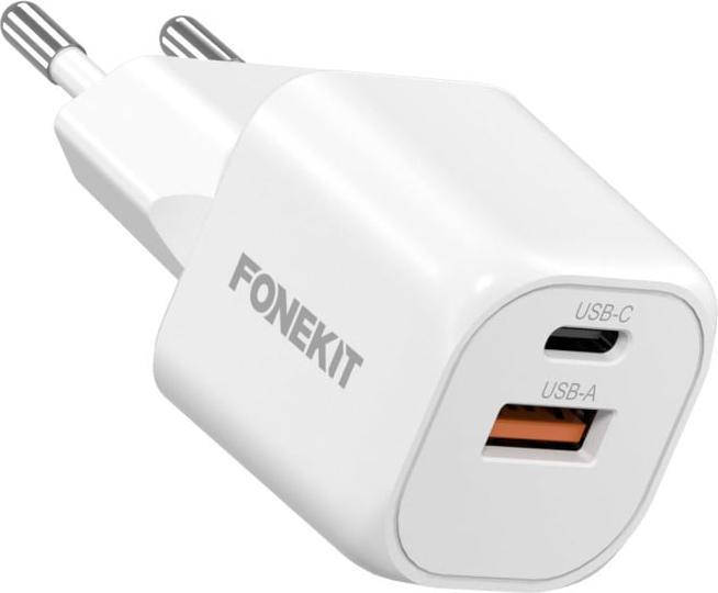 Image du produit FoneKit Mini 20W Charger, USB-C + USB-A, white (20 W, 2 ports)