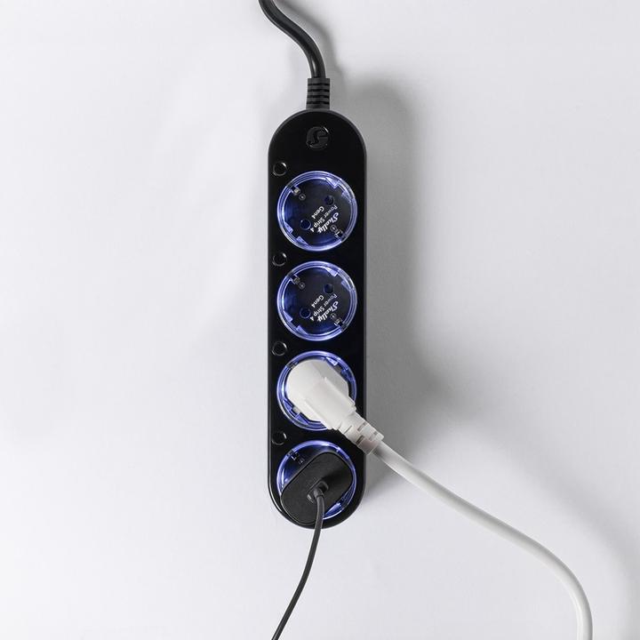 Actual product image Shelly Power Strip 4 Gen4 schwarz (4 x, CEE 7/3, 1.50 m)