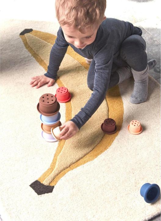 Actual product image OYOY Mini Tawa 7-piece stacking toy, caramel/blue