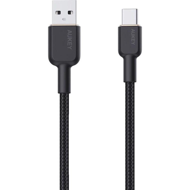 Aukey CB-NAC1 USB-C Type-C Power Delivery PD 60W 3A 1m Nylon Nero (1 m, USB 3.0, 60 W), Cavo USB