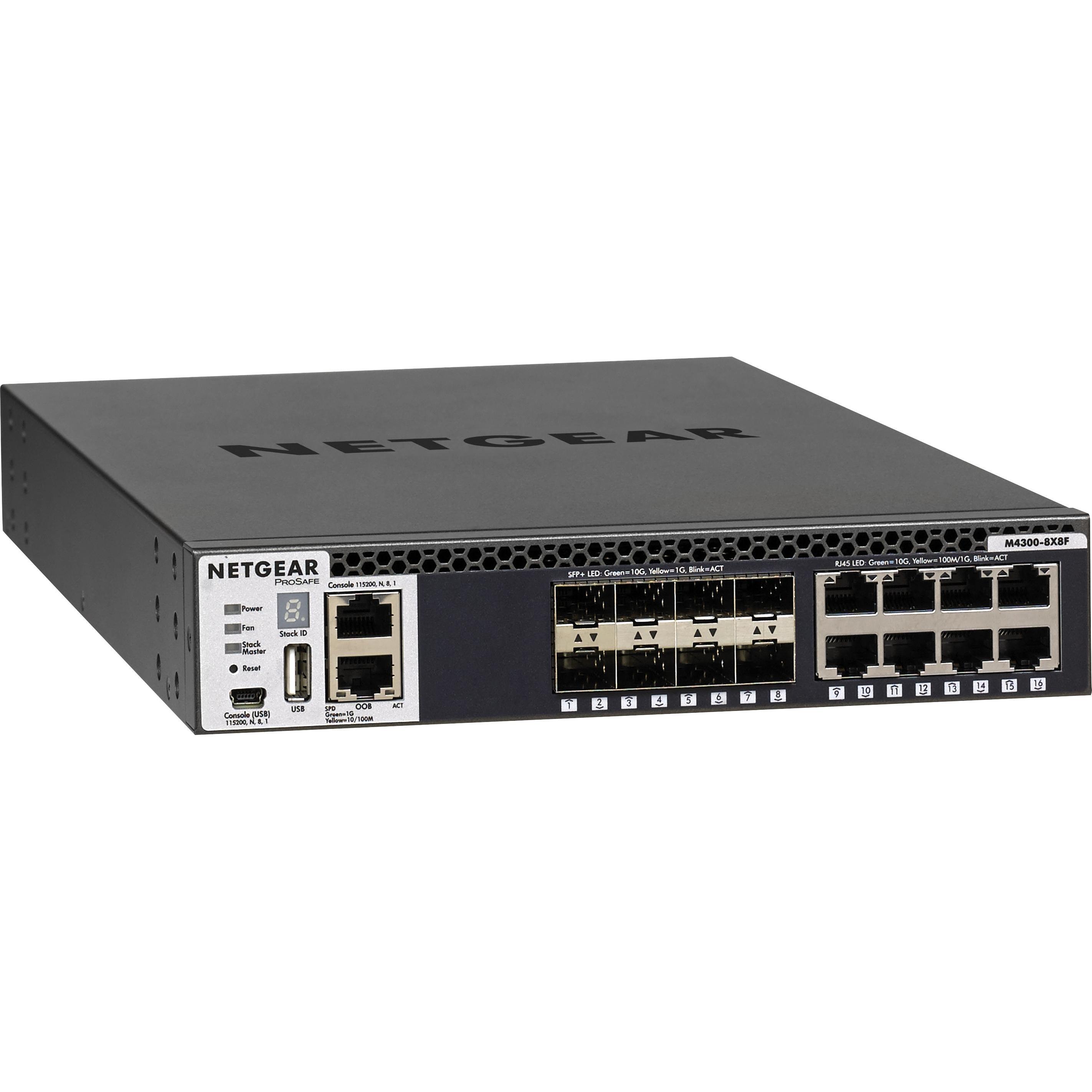 Netgear M4300-8X8F - XSM4316S (16 Ports), Netzwerk Switch, Schwarz