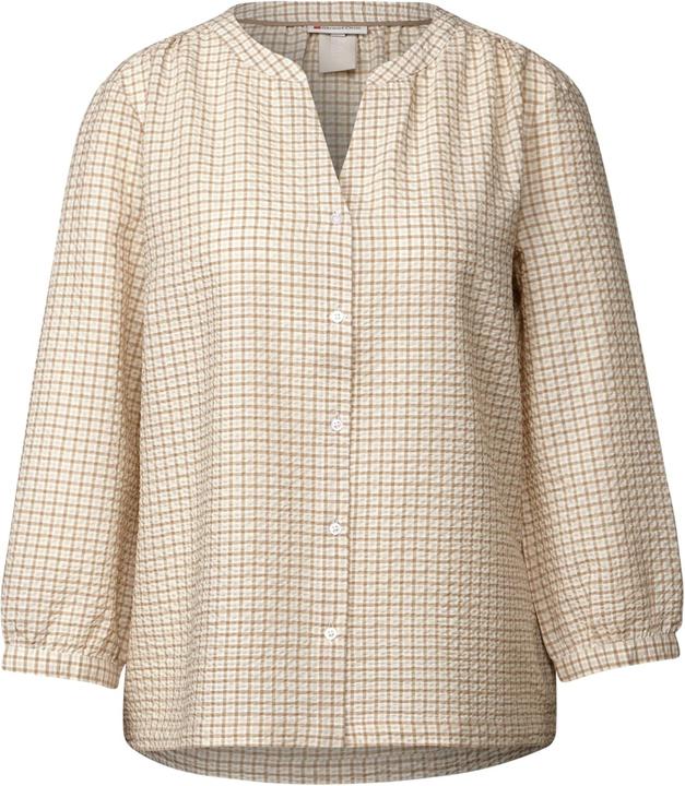 Street One Geruite Seersucker-Bluse mit Rundhals und 3/4-Ärmel (40)