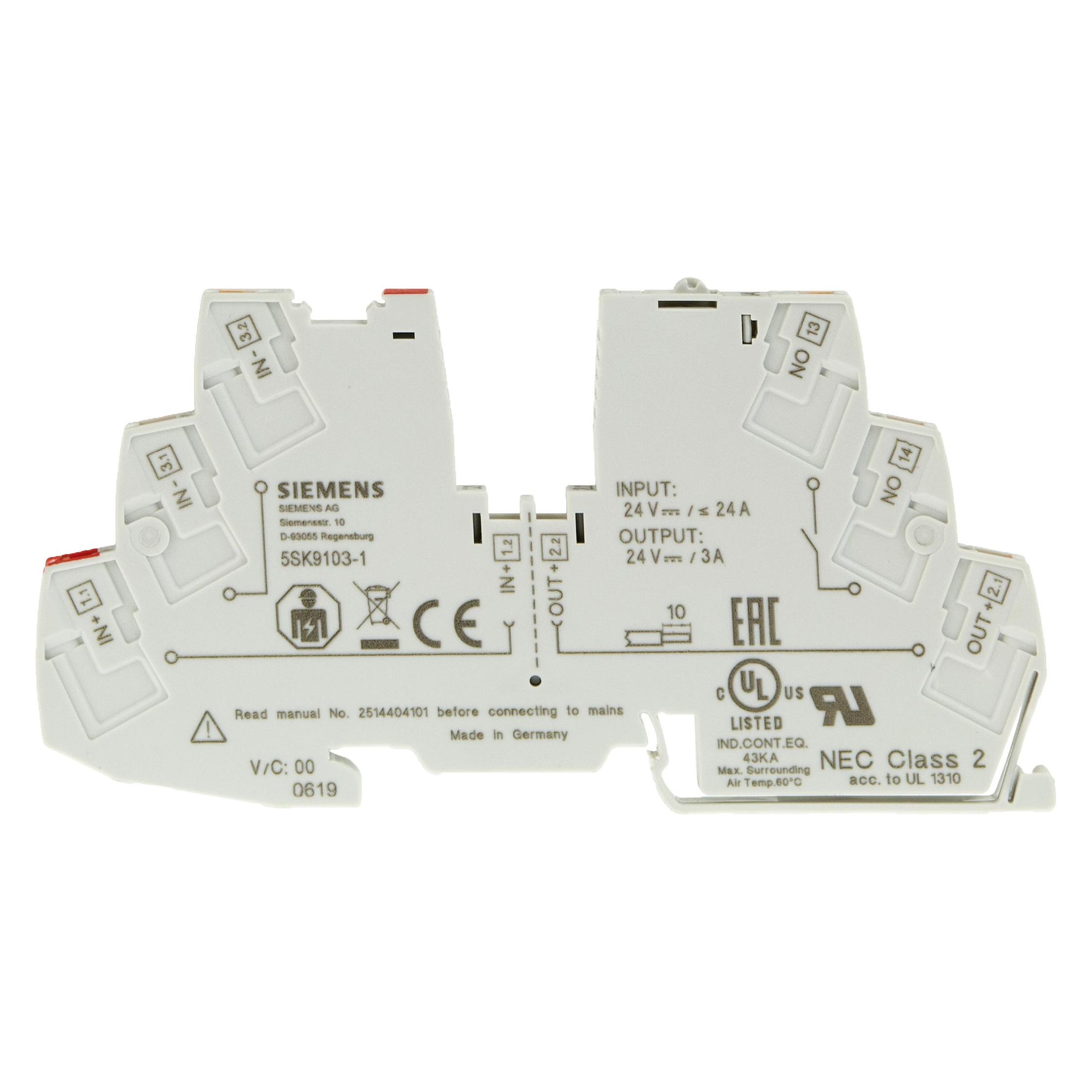 Siemens, Schutzschalter, 5SK9103-1 Geräteschutzschalter 3A DC24V 1 Hilfsch.