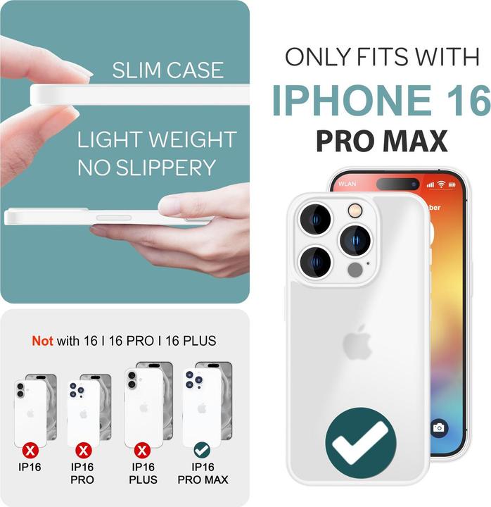 Produktbild Nalia Matte Hybrid Hülle Semi-Transparent (Apple iPhone 16 Pro Max)