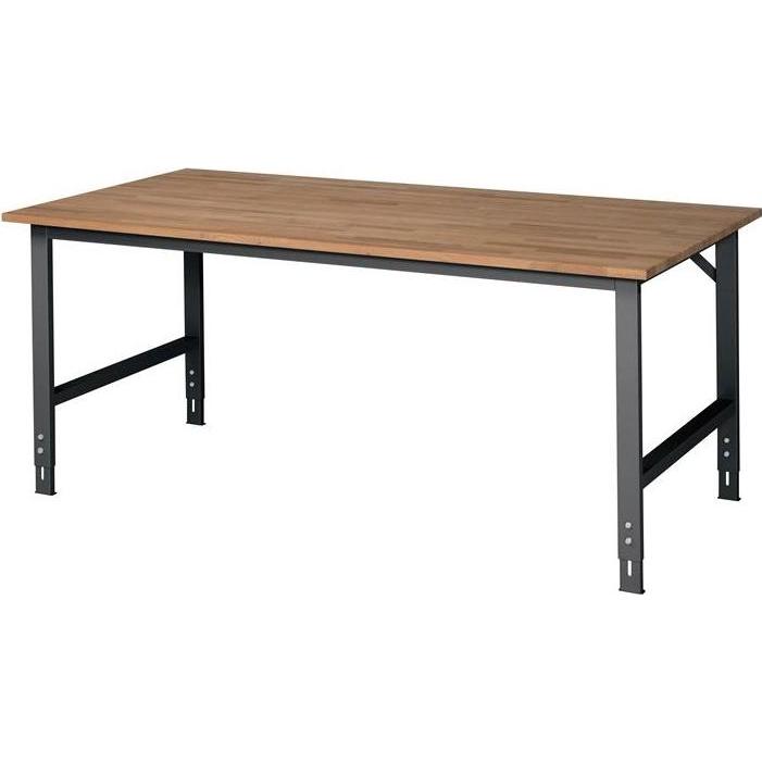 RAU, Werkbank + Arbeitsbock, Werktisch Tom B2000xT1000xH760-1080mm Arbeitsplatte Buche Gestell anthrazitg, RAL7016 (200 ...