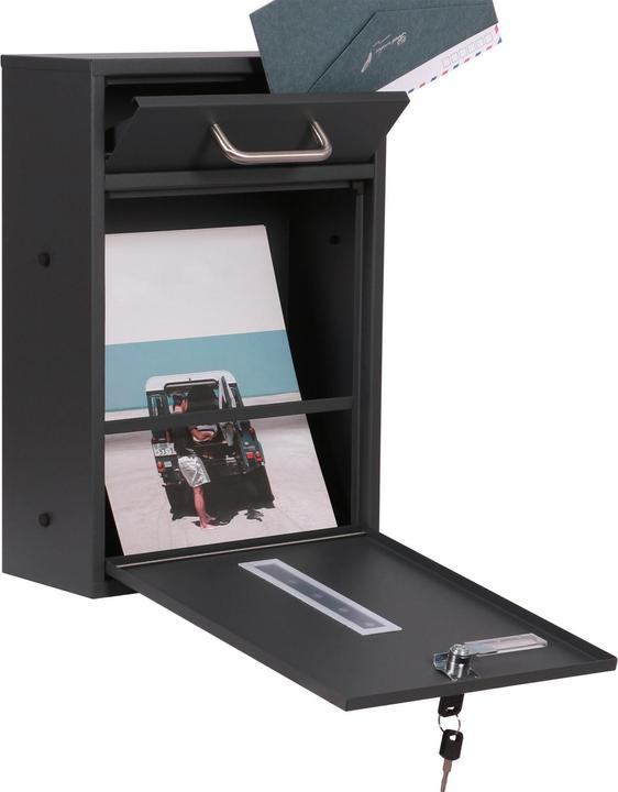 Image du produit Wiltec 2x2 Boîte aux lettres Murale V51 Anthracite Verrouillable Fenêtre de visualisation Porte-nom