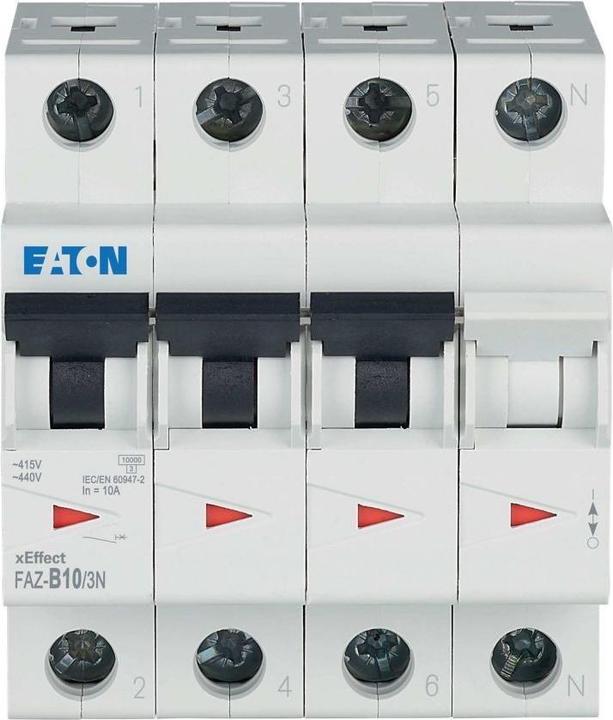 Actual product image Eaton MOE FAZ-B10/3N circuit breaker B-Char 10A, 3p+N