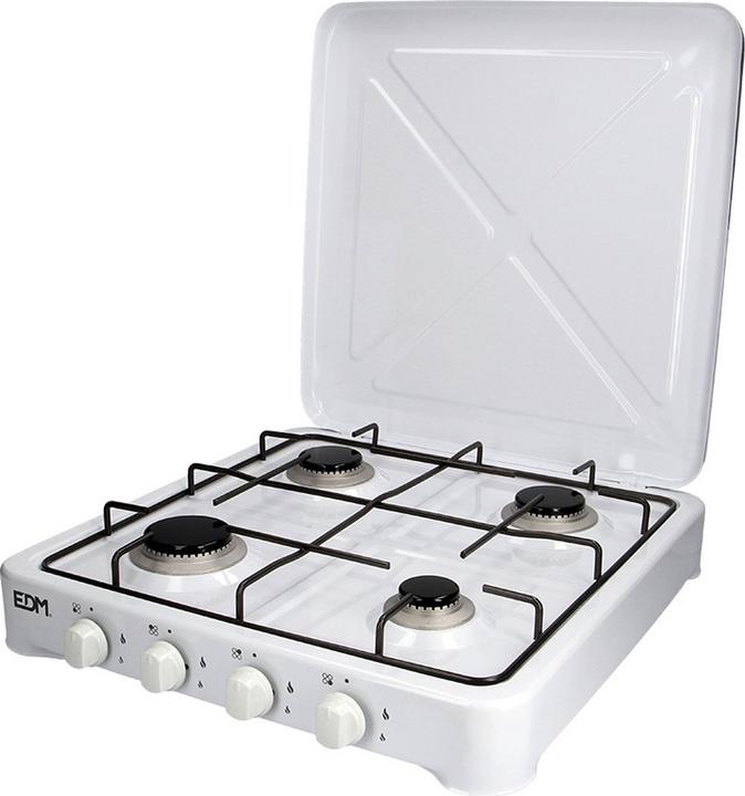 EDM 4-Pits Gaskooktoestel - Camping - Wit - 50x50x12cm (7422)