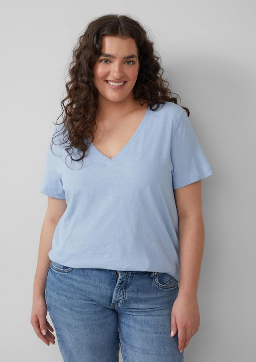 Produktbild S.Oliver T-Shirt T-Shirt aus Flammgarn mit V-Ausschnitt (44)