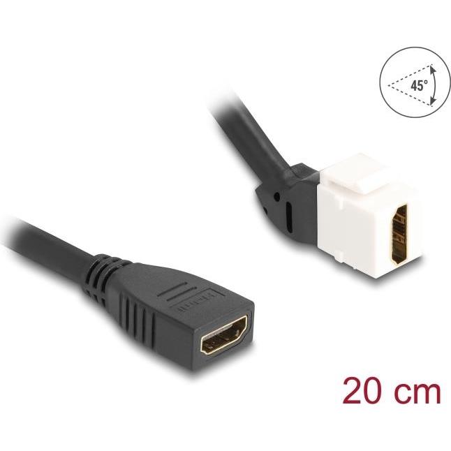 Thumbnail - Delock Keystone Modul Kabel HDMI Buchse zu Buchse 45° gewink (0.20 m, HDMI), Video Kabel