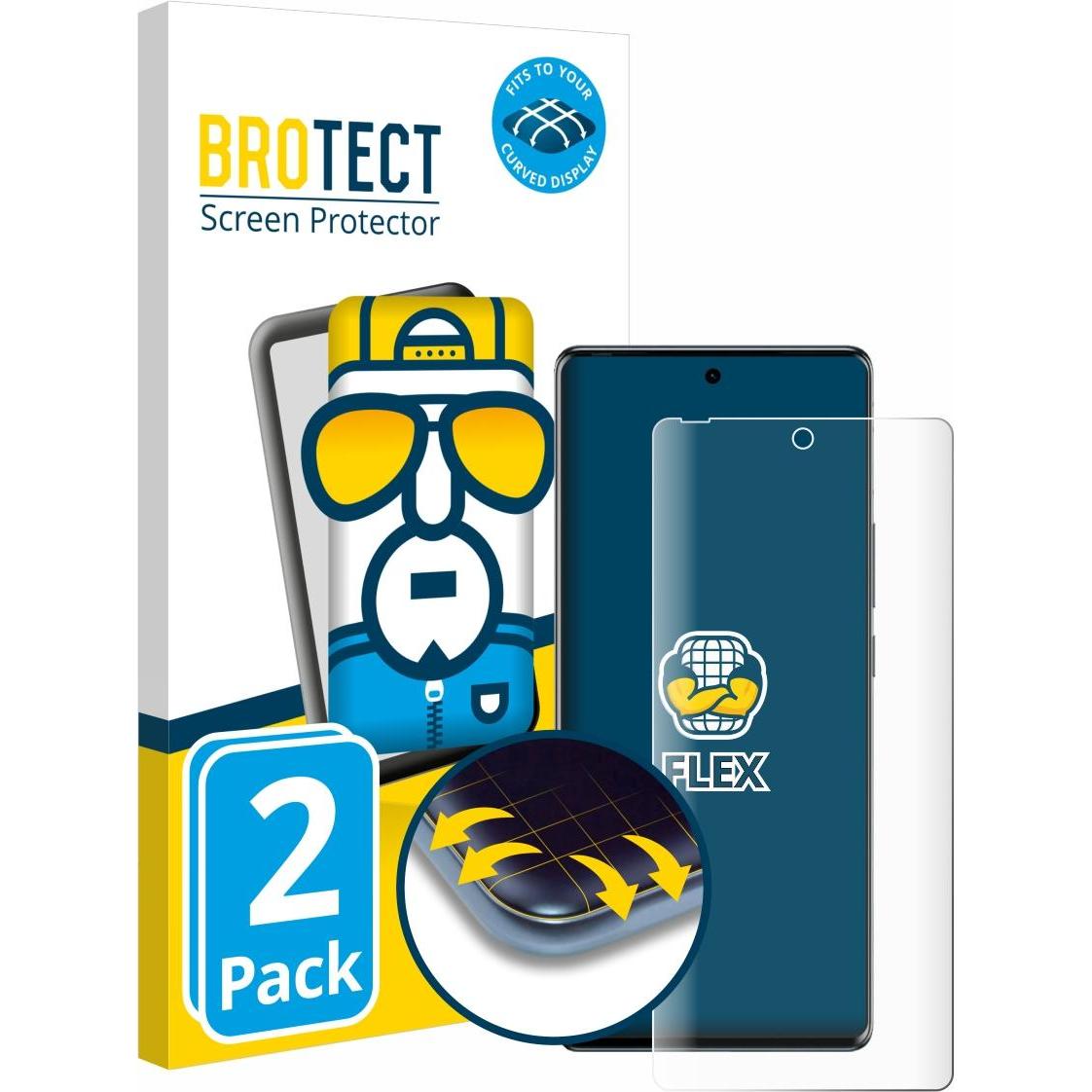 BROTECT Full-Cover Displayschutz (2 Stück, Tecno Spark 20 Pro), Smartphone Schutzfolie, Transparent