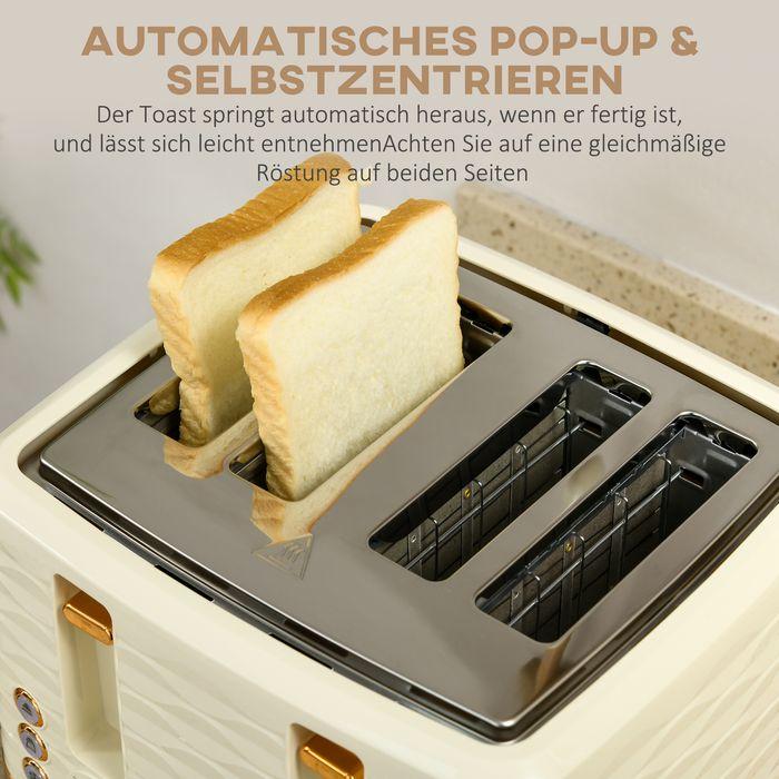 Actual product image Swisshandel24 2-in-1 Toaster- und Wasserkocher-Set, 7 Bräunungsstufen, Auftau- und Aufwärmfunktion, Beige (1.70 l)