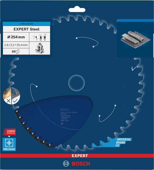 Immagine prodotto Bosch Professional Zubehör Lama circolare Expert per acciaio, 254 x 25,4 x 2,6 mm, 60