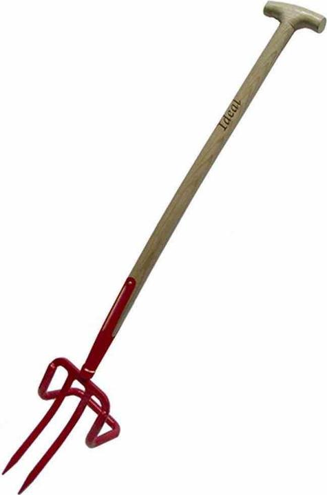 Actual product image Idealspaten Weeder 2 bayonet tines with bracket red light ash T-handle 85 cm
