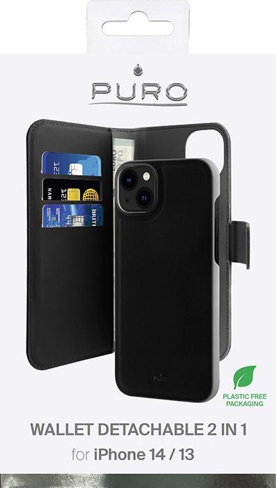 Actual product image Puro CASE wallet Detachable 2 w 1 Apple iPhone 14/13 (black) (Apple iPhone 13, Apple iPhone 14)